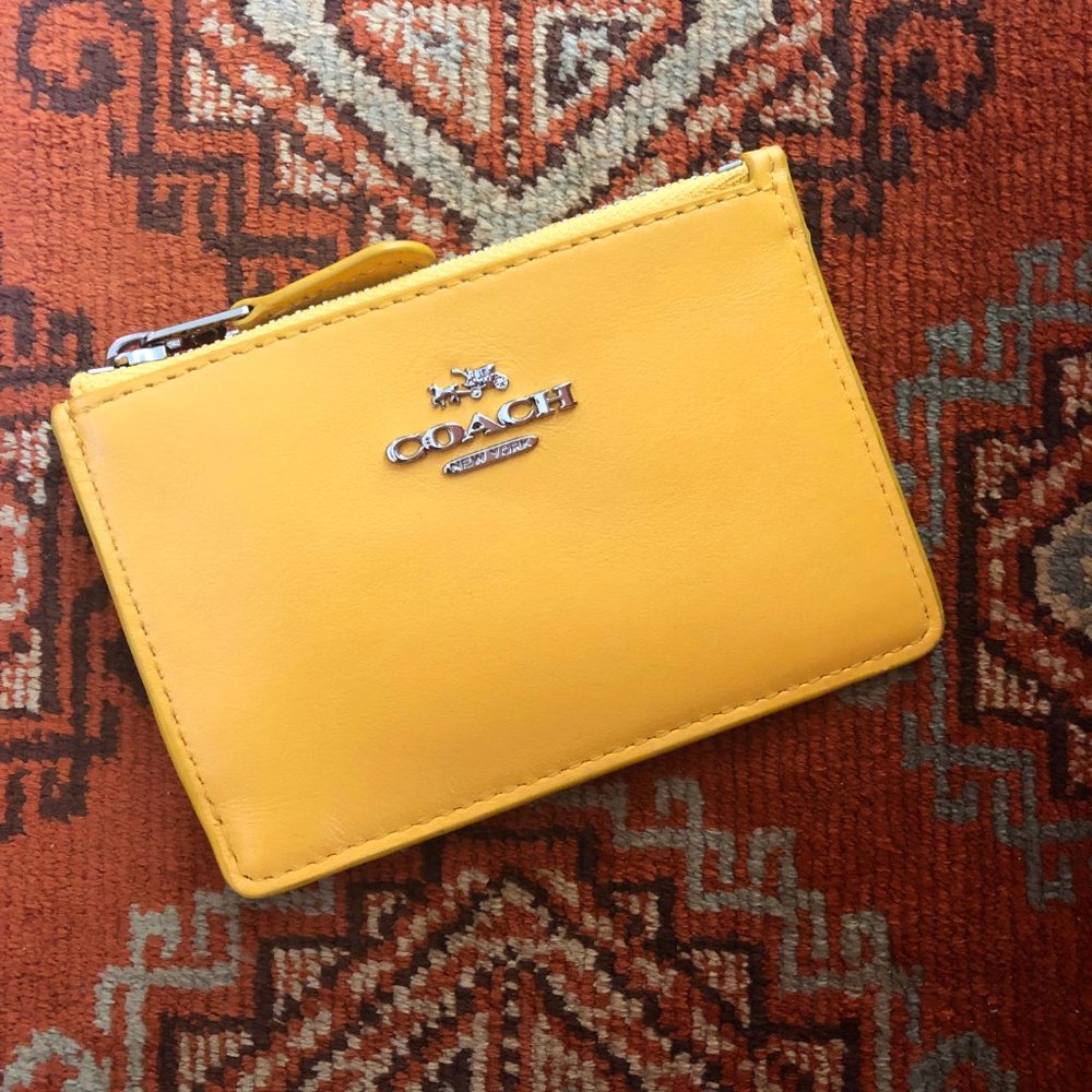COACH mini skinny ID case wallet lemon yellow